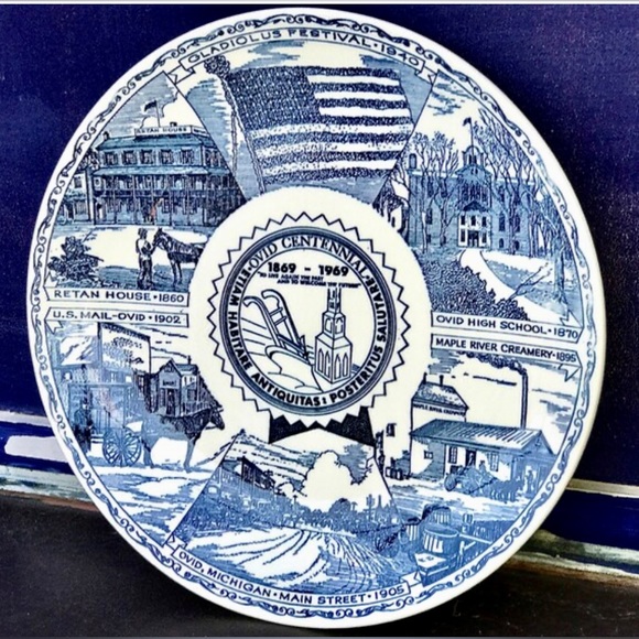 Vintage 1869 1969 Centennial OVID MICHIGAN KETTLESPRINGS Kilns Dinner Plate - Picture 5 of 9